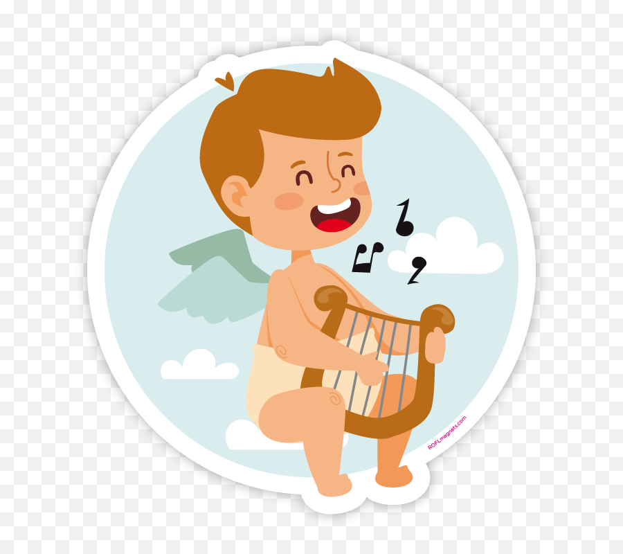 Angel With Harp - Cartoon Emoji,Harp Emoji