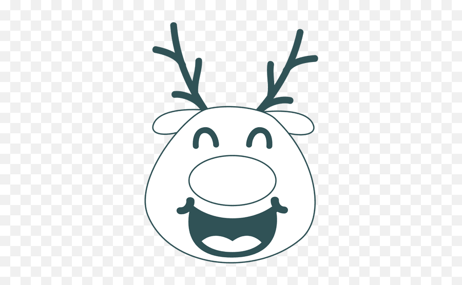 Laugh Reindeer Face Green Stroke - Christmas Do Not Enter Sign Emoji,Deer Emoticon