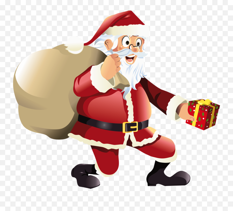 Gift Clipart Santa Claus Gift Santa Claus Transparent Free - Santa Claus With Gifts Png Emoji,Emoji Santa Claus