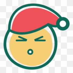 Angry Squint Eye Santa Claus Hat Face Emoticon 35 - Clip Art Emoji,Squint Emoji