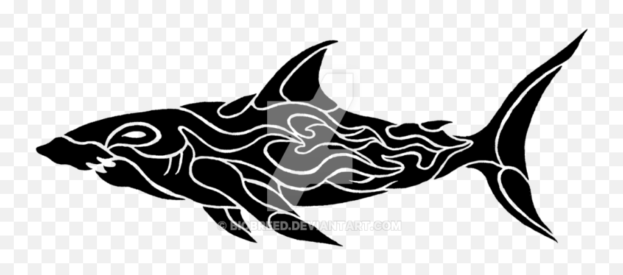 Great White Shark Tattoo Tribe - Tribal Shark Png Download Shark Tattoo Png Emoji,Shark Emoji