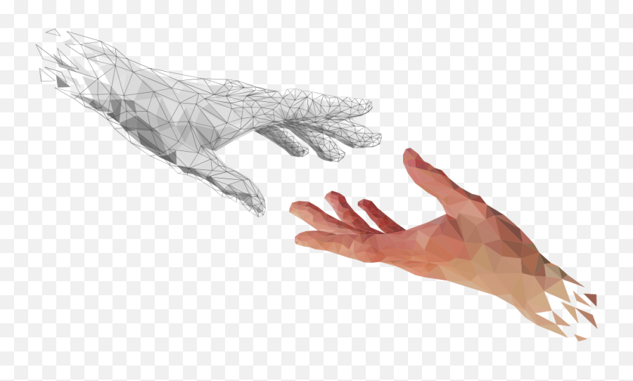 Transparent Hand Png - Two Digital Hands Nearly Touching One Two Hands Touching Png Emoji,Two Hands Emoji