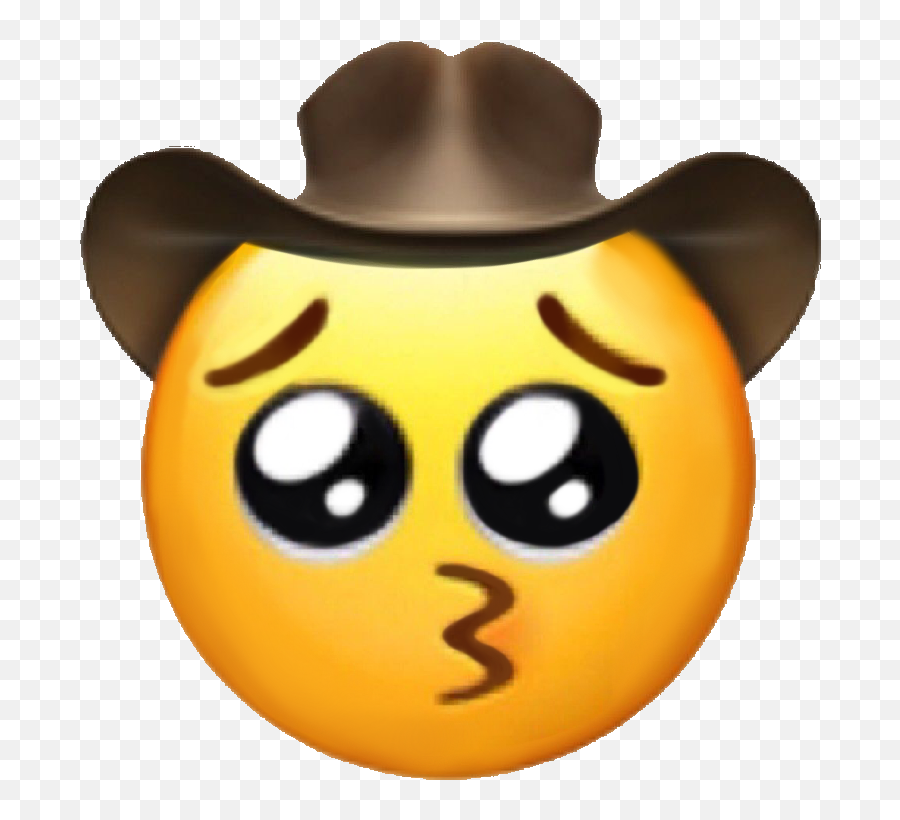 Pleading Pouty Cowboy Emoji Face In - Puppy Dog Eyes Emoji Meme,Pleading Emoji