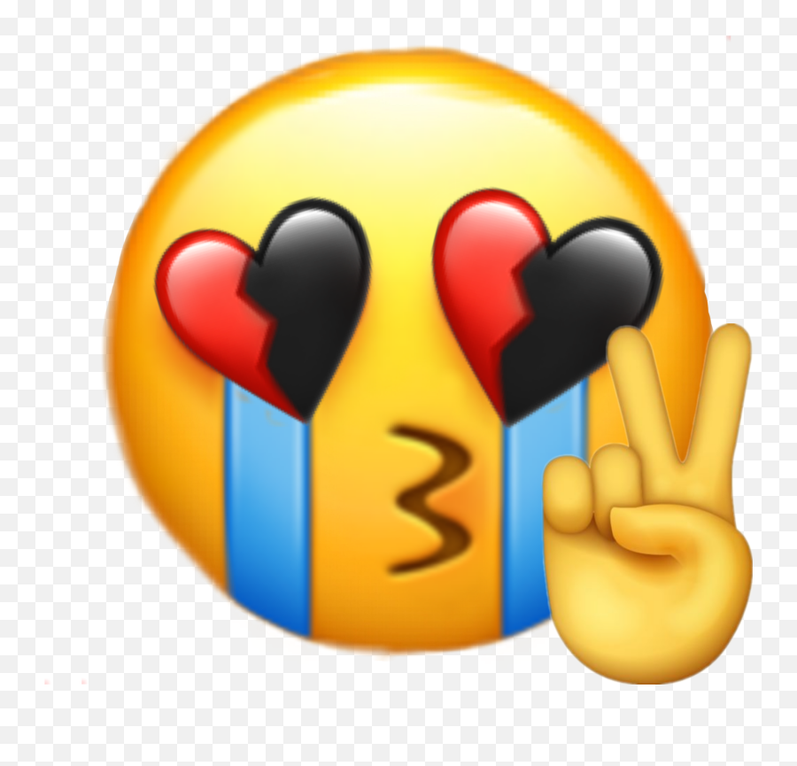 Emoji Heartbroken Peace Sticker By Emojis - V Sign,Peace Finger Emoji