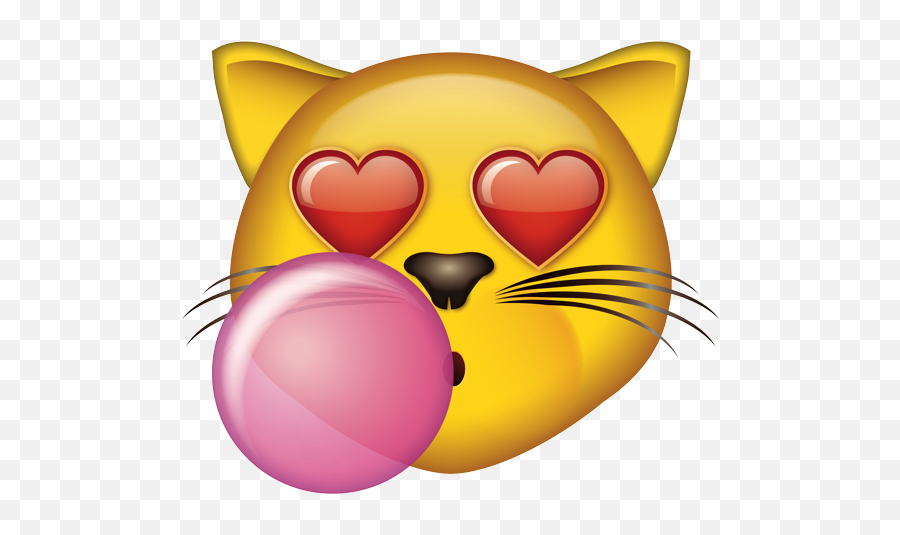 Cat With Heart Eyes And Bubblegum - Speak No Evil Cat Emoji,Gum Emoji