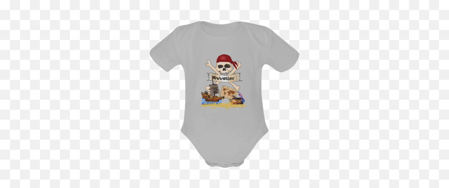 Pirate Ship Treasure Chest And Jolly Roger Baby Powder Organic Short Sleeve One Piece Model T28 Id D535421 - Geisha Emoji,Pirate Ship Emoji