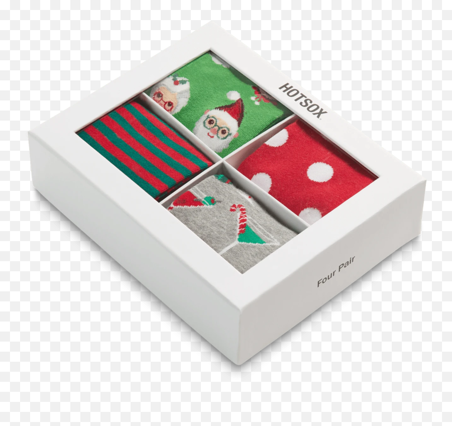 Womenu0027s 4 - Pack Christmas Socks Gift Box U2013 Hotsox Christmas Tree Emoji,Lacrosse Stick Emoji