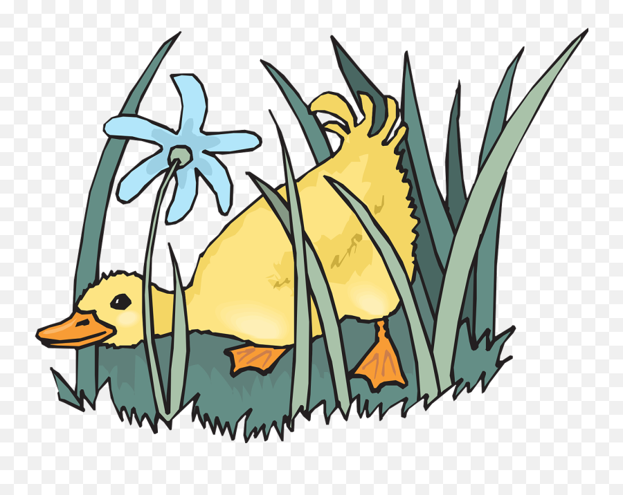 Ducklingbabybirdspringflowers - Free Image From Needpixcom Duck In Grass Clipart Emoji,Baby Duck Emoji