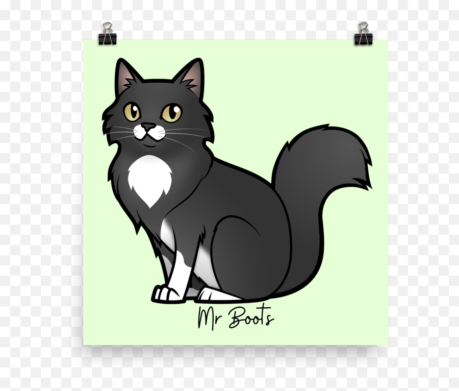 Mr Boots Poster - Black Cat Emoji,Cat Boots Emoji