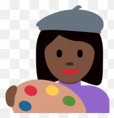 Woman Artist Emoji With Dark Skin Tone - Illustration