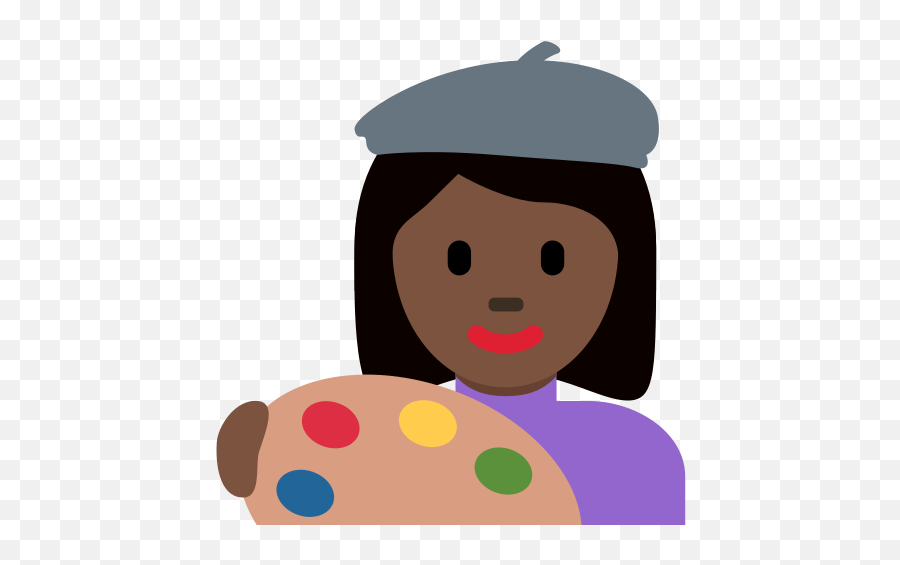 Woman Artist Emoji With Dark Skin Tone - Illustration,Emoji Artist