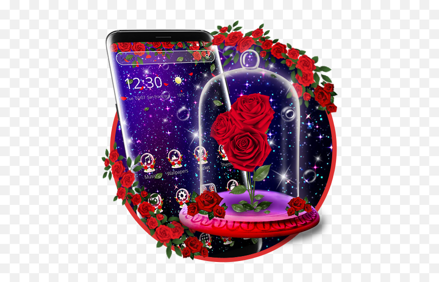 Amazoncom Red Rose In Magical Glass Theme Appstore For - Garden Roses Emoji,Rose Emojis