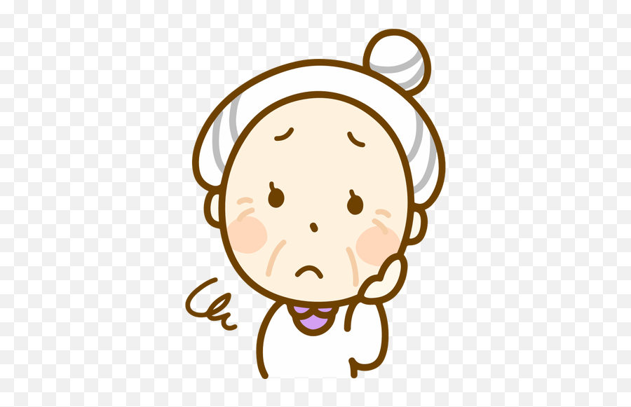 Worried Old Woman - Worried Old Woman Clipart Emoji,Concerned Face Emoji