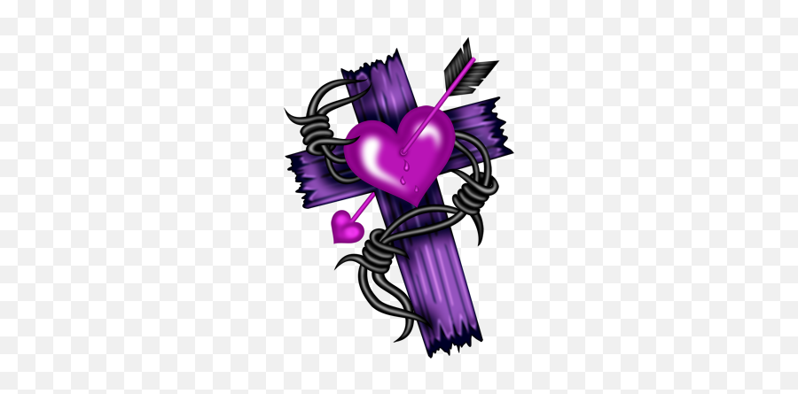 Purple Cross Pink Heart - Heart With Cross Purple Emoji,Purple Cross Emoji