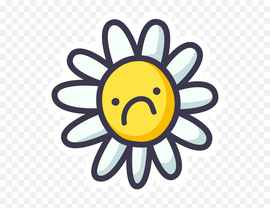 Sad Flower Sticker - Sticker Mania Daisy Flower Svg Emoji,Ticket Gun And Skull Emoji