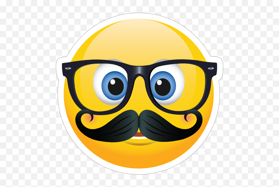 Cute Mustache And Glasses Emoji Sticker - Emoji With Mustache And Glasses,Mustache Emoji
