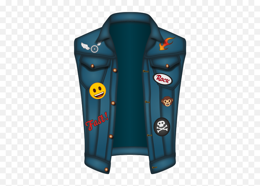 Jeans Vest With Patches - Pocket Emoji,Jeans Emoji