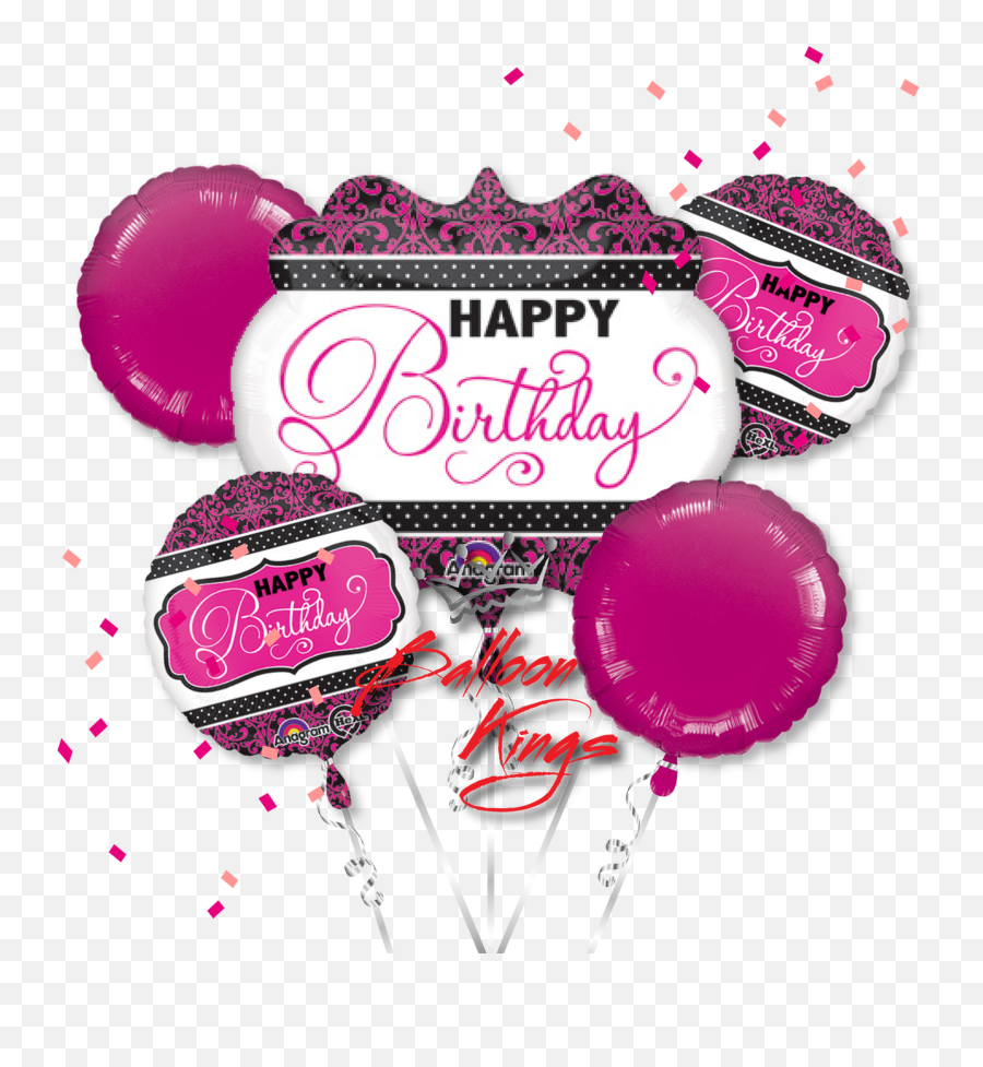 Happy Birthday Pink Black And White Emoji,Birthday Balloon Emoji