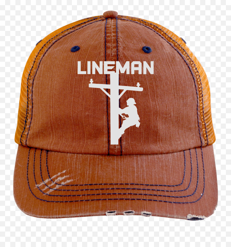 Lineman Pole Distressed Cap Hat - Hat Emoji,Trucker Emoji