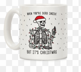 Meme Mugs Coffee LookHUMAN - You Re Dead Inside But Christmas Emoji
