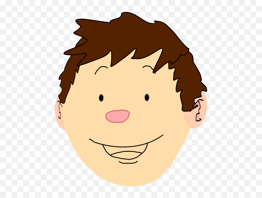 Vector Graphics Of Happy Boy With Brown Hair - Head Face Clipart Emoji,Thinking Emoticon