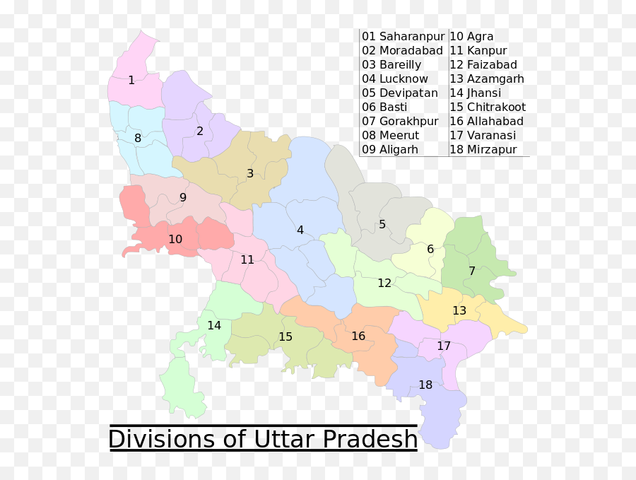 Pradesh Administrative Divisions - Up East And Up West Cities Map Emoji,2b Emoji
