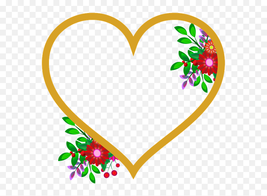 Photo Frame Heart Flowers - Love Wedding Frame Png Emoji,Emotion List For Facebook