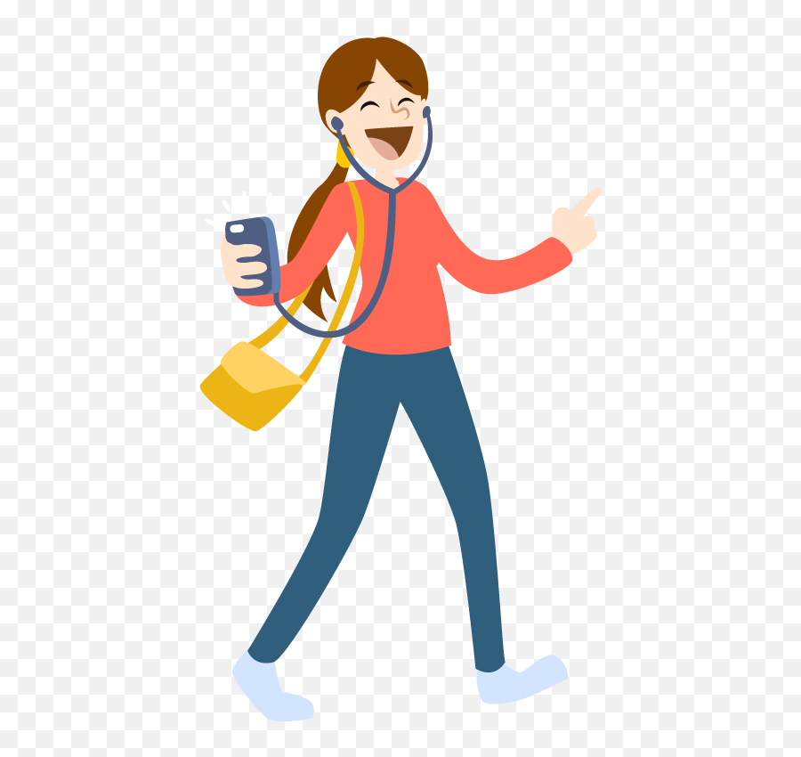 Cartoon Woman Listening To Music With - Person Listening To Music Cartoon Emoji,Emoji Listening To Music