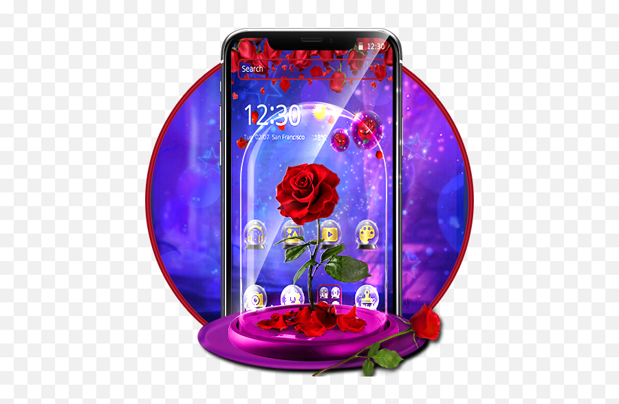 Red Rose In Magical Glass Theme - Apps On Google Play Garden Roses Emoji,Rose Emojis