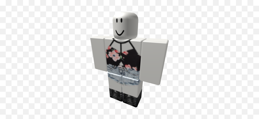 Floral Crop Top High Waisted Shorts - Cute Roblox Girl Clothes Emoji,Turtle Skull Emoji
