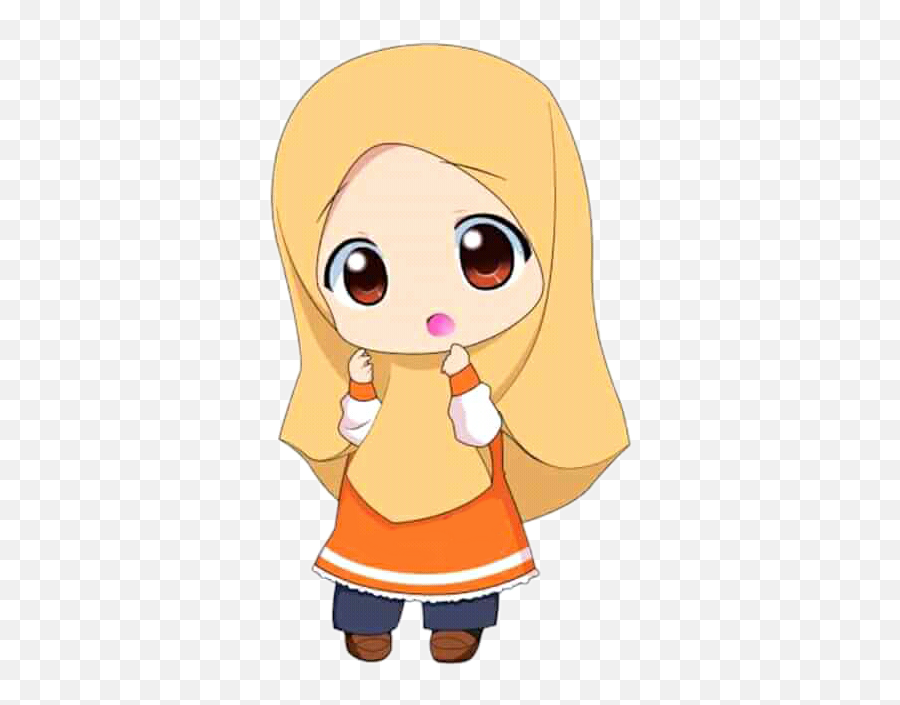 Anime Girlanime Hijab Kawaii Veil - Muslimah Girl Cartoon Emoji,Hijab Emoji
