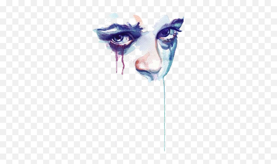 Face Paint Sad Aesthetic Color Tears Girl Shade Makeup - Art Based On Emotion Emoji,Emoji Face Painting