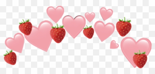 Strawberry Crown Emoji Hd Png Download - Pink Heart
