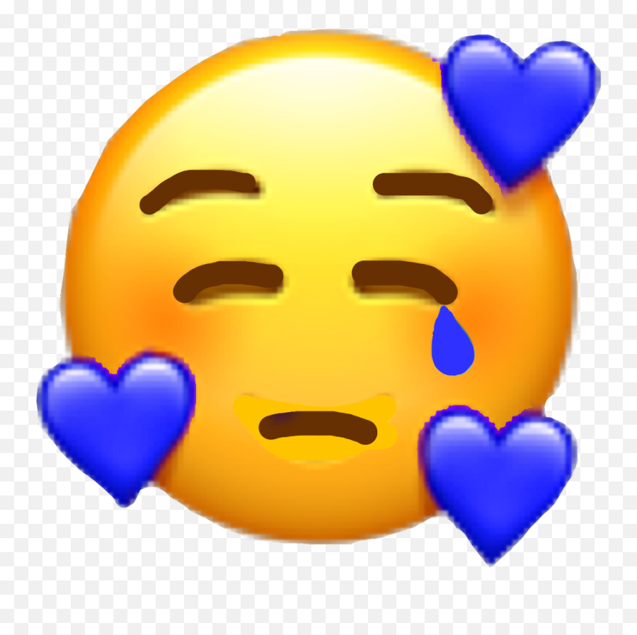 Emoji Sad Tears Sademoji Tumblr Blue Freetoedit - Whatsapp Smiley Image Download,Emoji Kissy Faces