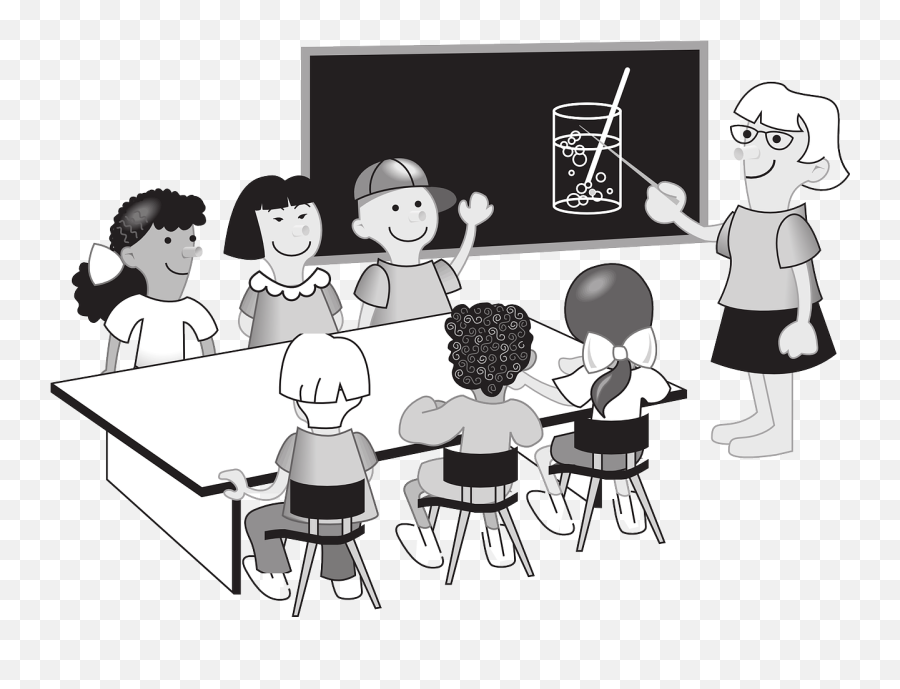 School Teacher Teacher School Student - Teacher Teaching Students Clipart Black And White Emoji,Flip Desk Emoji