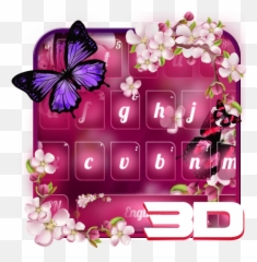 Orchid Flowers Butterfly Keyboard Theme - Butterfly Emoji,Orchid Emoji