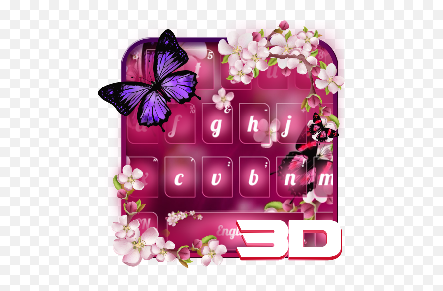 Orchid Flowers Butterfly Keyboard Theme - Butterfly Emoji,Orchid Emoji