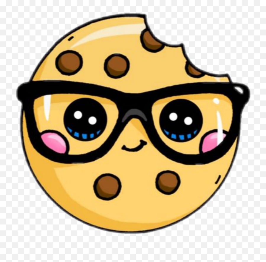 Kawaii Cookie Glasses Face Sticker By Kawaii - Cute Food Emoji,Kawaii Emoticon