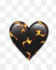 Black Emoji Heart Fire Flames Sticker - Girly