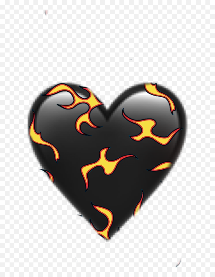 Black Emoji Heart Fire Flames Sticker - Girly,Flames Emoji