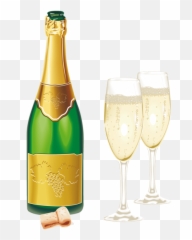 Champagne Transparent Clink Picture - Champagne Bottle And Glass Png Emoji,Clinking Glasses Emoji