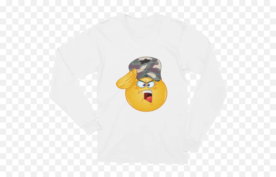 Unisex Soldier Saluting Emoji Long Sleeve T - Long Sleeve With Pocket Shirt Mockup,Rubber Ducky Emoji