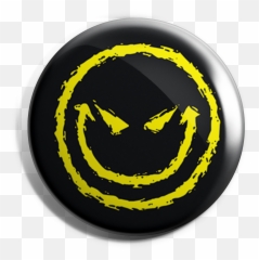 Evil Smiley Button Badge - Red Face Emoji