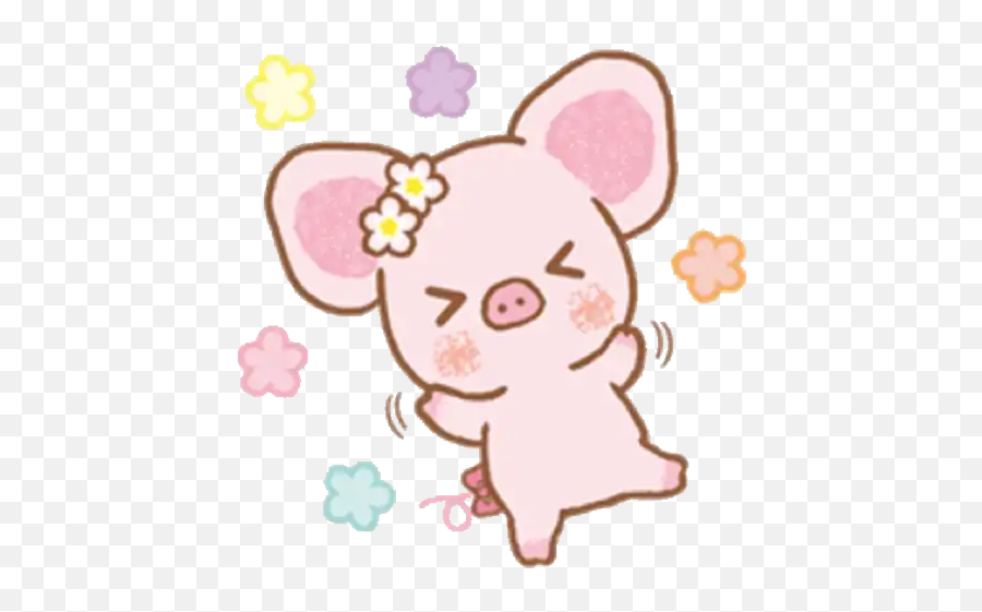 Piggy Girls Stickers Per Whatsapp - Pig Kawaii Emoji,Girl Pig Emoji