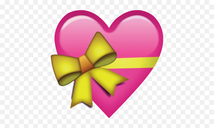 Pink Heart With Ribbon Emoji - Gift Heart Emoji Png,Yellow Heart Emoji