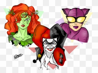 Gotham City Sirens - Catwoman Poison Ivy Harley Quinn Art Emoji,Sirens Emoji