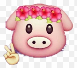 Stickers Pig Emoji Emojis Remixit Flowers - Transparent Emoji,Pig Emoji