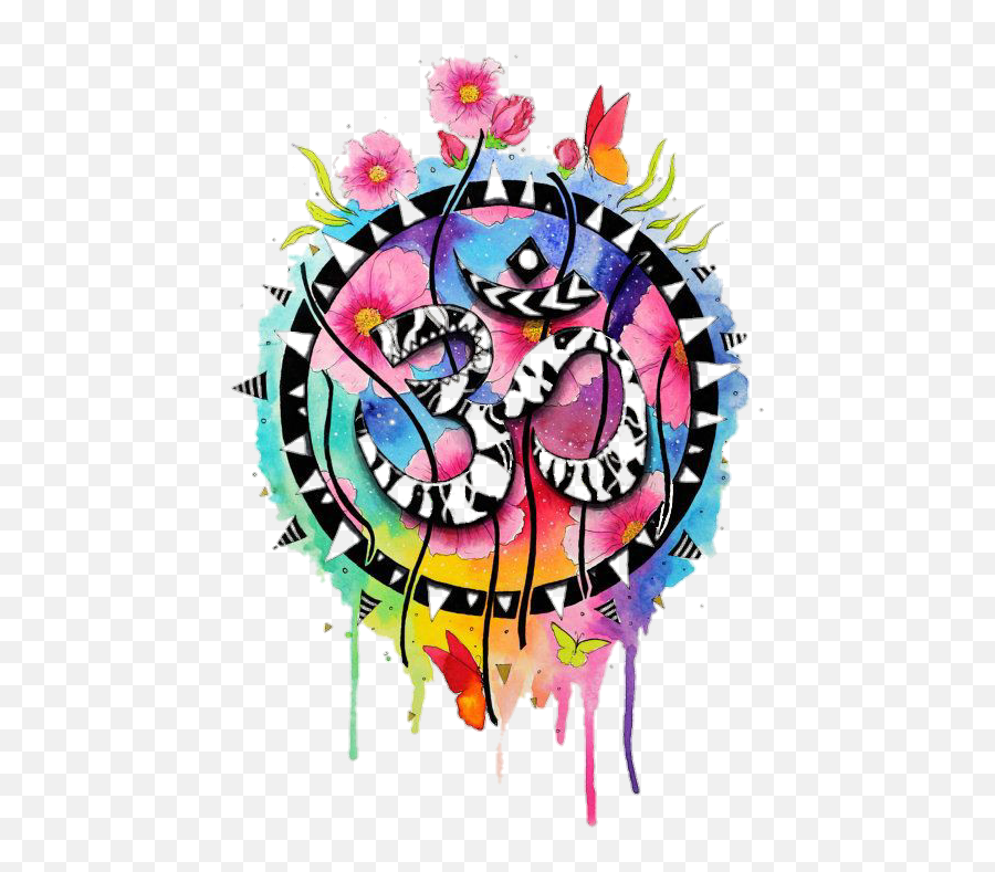 Omsymbol Om Colorful Watercolor Buddha - Psychedelic Vibrations Tatuajes Emoji,Om Symbol Emoji