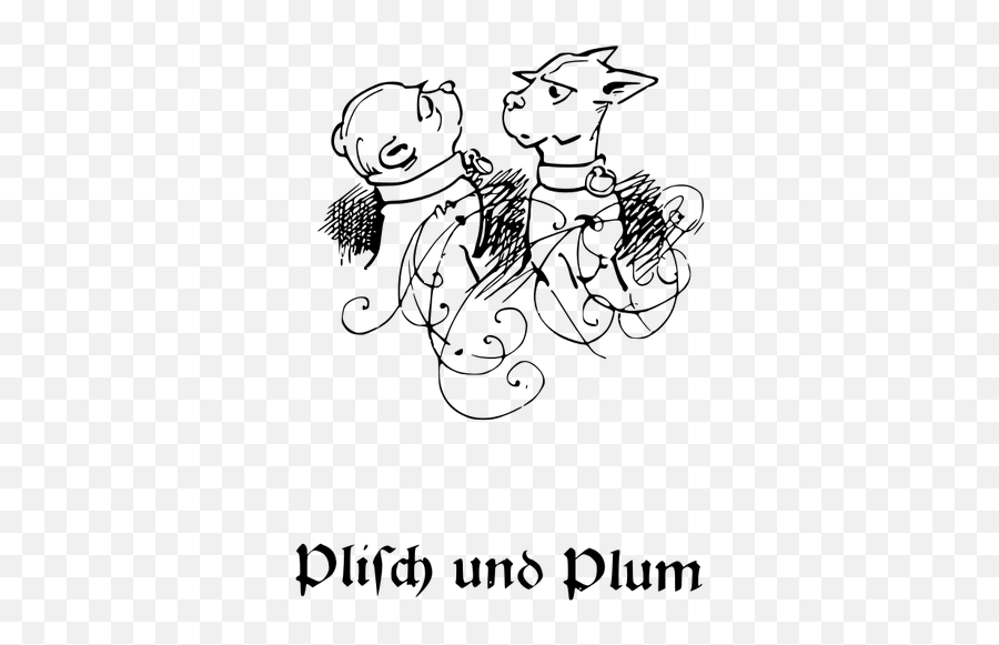 Vector Drawing Of Two Dogs In Love - Wilhelm Busch Push Und Plum Emoji,Giraffe Emoji