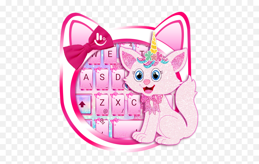 Pink Unicorn Cat Keyboard - Cartoon Emoji,Unicorn Emoji Keyboard